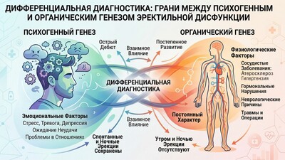 Дифференциальная диагностика ЭД: грани между психогенным и органическим генезом эректильной дисфункции