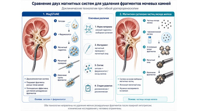 Магнитные гидрогели и магнитные системы для удаления резидуальных фрагментов мочевых камней при уретероскопии