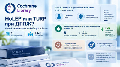 Новый обзор Cochrane уточнил реальное место HoLEP относительно TURP