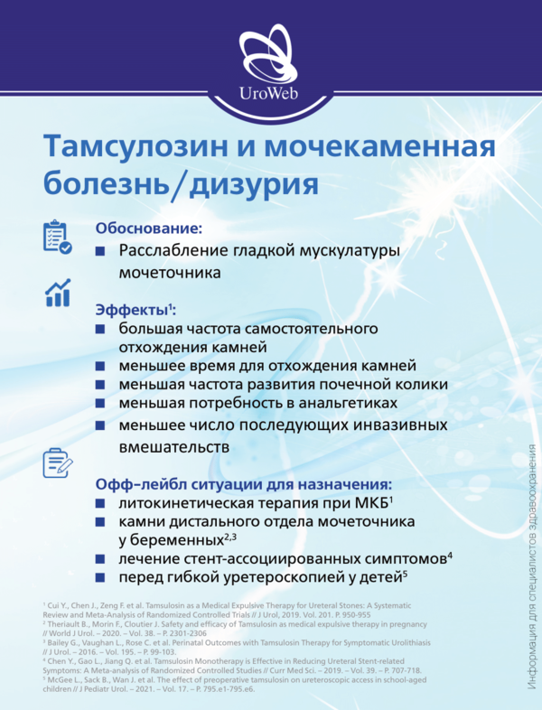 Применение тамсулозина офф-лэйбл.