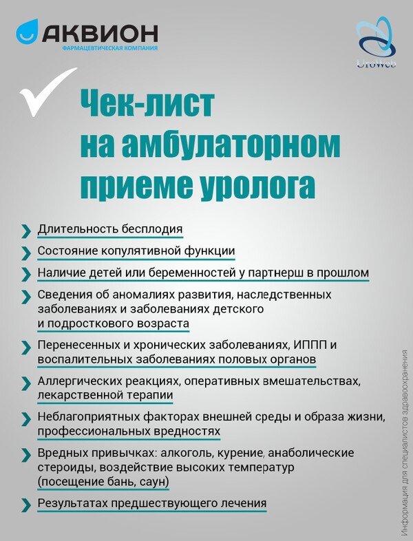 Лечение мужского бесплодия на амбулаторном приеме